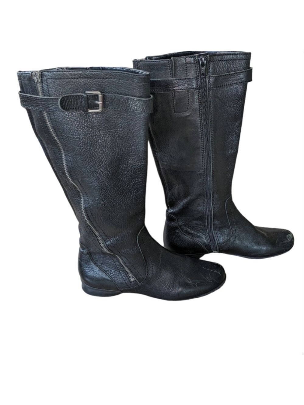 Nine West Timbero Brown Leather Riding Boots 14.5" Tall Size 6.5